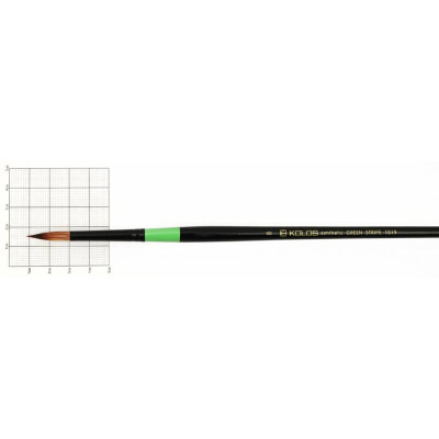 Пензель Синтетика кругла, Green stripe 1019, № 8, довга ручка KOLOS