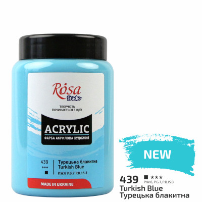 Фарба акрилова, Турецька блакитна, 400 мл, ROSA Studio (322419439)