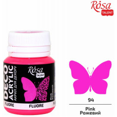 Краска акриловая, Розовая, флуоресцентная, 20 мл, ROSA TALENT (323060194)