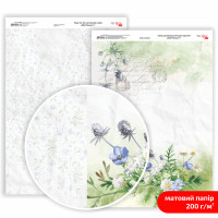 Бумага двусторонняя матовая, дизайнерская „Wild Flowers“ 1, 21х29,7 см, 200 г/м2, ROSA TALENT (5311168)