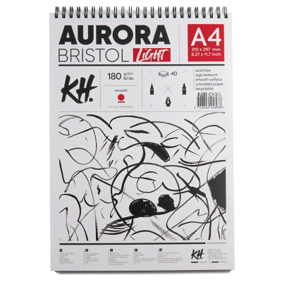 Альбом для рисунку на спіралі Portrait (Bristol), А4, 180 г/м2, 40 л, білий, Aurora