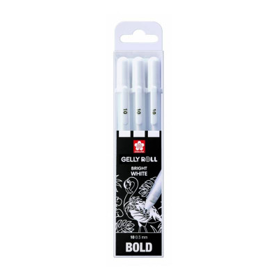 Набір гелевих ручок BASIC BOLD 10, Біла, 3шт., Sakura