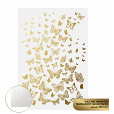 Калька с тиснением полупрозрачная „Gold Butterflies“, 21х29,7см, 100 г/м2, ROSA TALENT (5320005)
