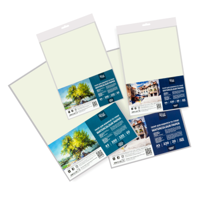 Бумага для акварели (пакет) А4 21х29,7см 220г/м2 20л Среднее зерно ROSA Studio Бумага для акварели (пакет) А4 21х29,7см 220г/м2 20л Среднее зерно ROSA Studio