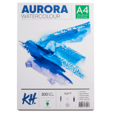 Альбом для акварели Watercolour, А4, 300 г/м2, 12 л, Rough, крупное зерно, Aurora