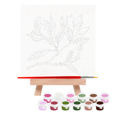 Набір, картина за номерами, „Гілка магнолії“, 15х15см, з мольбертом, ROSA START