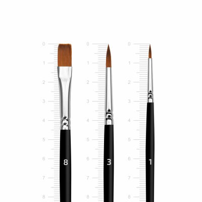 Набор кистей для росписи тканей №1 синтетика, 3шт, круглая (№1), плоская (№ 4,8) короткая ручка Arteo