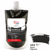 Краска акриловая Черная 200 мл ROSA Studio