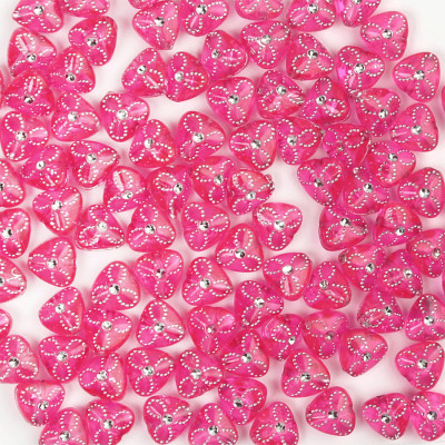 Намистини пластикові напівпрозорі Трикутники яскраво-рожеві 50 шт