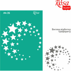 Трафарет самоклеючий багаторазовий, №35, Зорі, А4 (21х29,7 см), ROSA TALENT (212935)