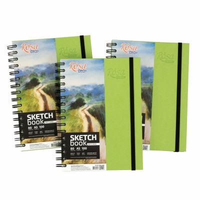 Блокнот на спіралі A5 (14,8х21см), 100г/м2, 80л, фісташковий, ROSA Studio