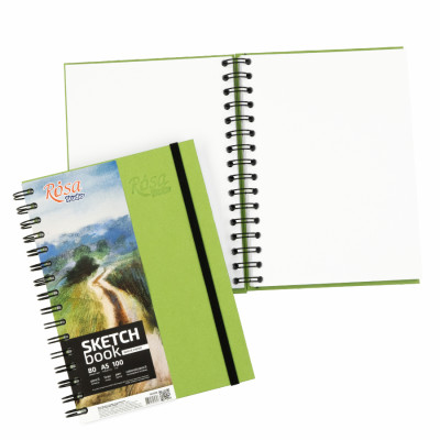 Блокнот на спіралі A5 (14,8х21см), 100г/м2, 80л, фісташковий, ROSA Studio