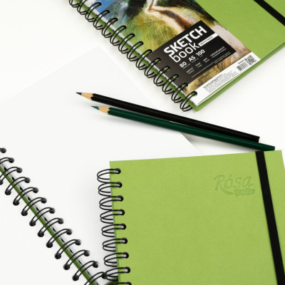 Блокнот на спіралі A5 (14,8х21см), 100г/м2, 80л, фісташковий, ROSA Studio