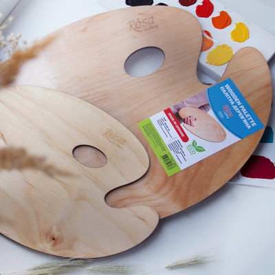 Палитра деревянная, овальная, эргономичная, промасленная, 25х35 см, ROSA Gallery