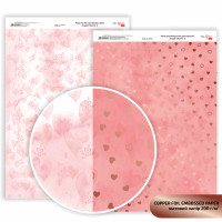 Бумага двусторонняя матовая, дизайнерская Copper Hearts 2, с тиснением, 21х29,7 см, 200 гм2, ROSA TALENT (5311192)