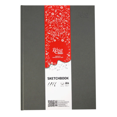 Блокнот A4 (21х29,7см), 100г/м, 96л., сірий, ROSA Studio