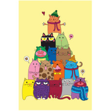 Полотно на картоні з контуром, „Яскраві котики“, 20х30, бавовна, акрил, ROSA START