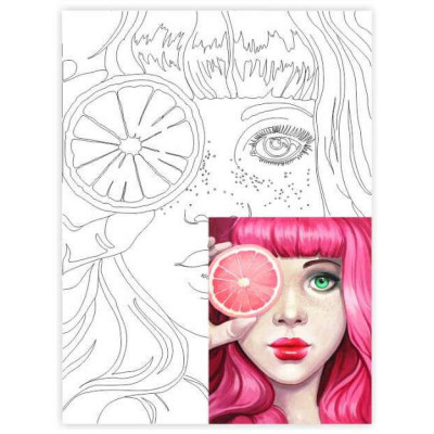 Полотно на картоні з контуром, "Pink", 30*40, бавовна, акрил, ROSA START