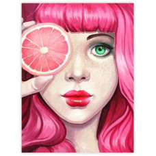 Полотно на картоні з контуром, "Pink", 30*40, бавовна, акрил, ROSA START