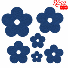 Набор фетровых заготовок „Цветы“, синие, 6 шт, ROSA TALENT (29071)