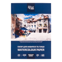 Папка папіру для акварелі А3 29,7×42 см 220 г/м² 20 арк середнє зерно ROSA Studio