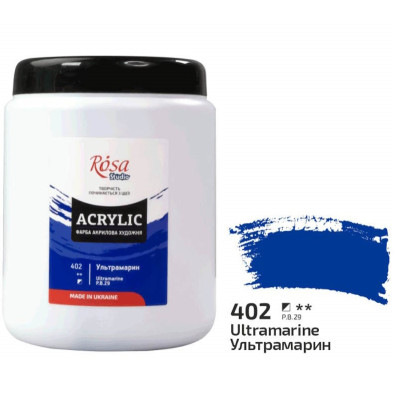 Фарба акрилова, Ультрамарин, 1000 мл, ROSA Studio 322001402 