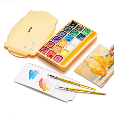 Набор кистей 3шт, круглая/плоская/овальная, желтый, HIMI Набор кистей 3шт, круглая/плоская/овальная, желтый, HIMI