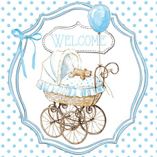 Декупажные салфетки Welcome blue , 33х33 см, 18,5 г м2, 20 шт, Ambiente