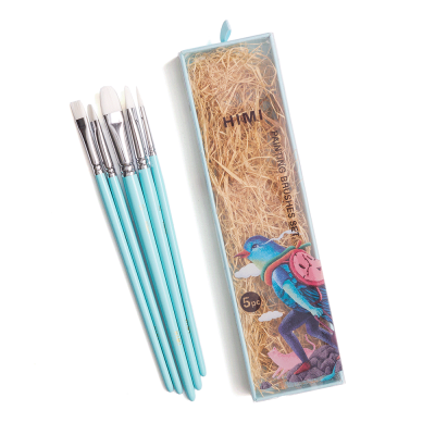 Набор кистей 5шт, круглая/плоская/ 3шт овальная, синий, HIMI Набор кистей 5шт, круглая/плоская/ 3шт овальная, синий, HIMI