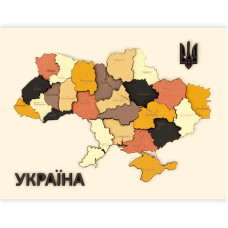Набір пазл, Мапа України 3D, кольори металіки, ДВП/МДФ, 24,5х18,5 см, ROSA TALENT N0003522 