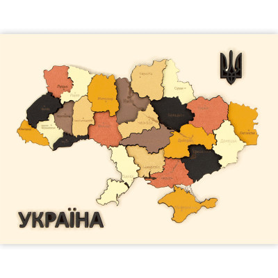 Набор картина пазл, Карта Украины 3D цвета металлики, ДВП/МДФ, 24,5х18,5 см, ROSA TALENT N0003521