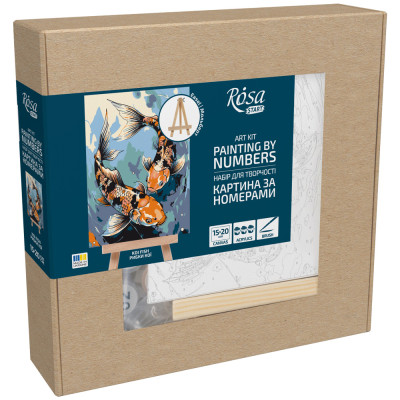Набор картина по номерам Рыбки кои, 15x20 см, с мольбертом ROSA START Набор картина по номерам Рыбки кои, 15x20 см, с мольбертом ROSA START