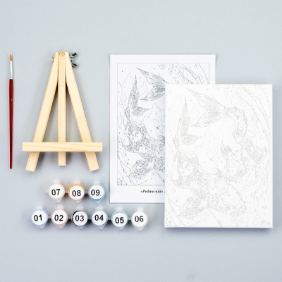 Набор картина по номерам Рыбки кои, 15x20 см, с мольбертом ROSA START Набор картина по номерам Рыбки кои, 15x20 см, с мольбертом ROSA START