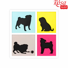 Набір, картина 3D, „4 Dogs“, ДВП ґрунтоване, 3 шари, 30х30 см, ROSA TALENT (N0003502)