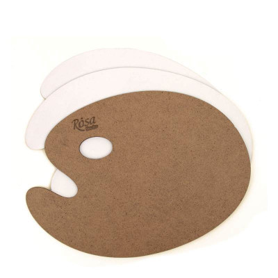 Палитра деревянная, овальная, ДВП ґрунтованное, 25х35 см, ROSA Studio