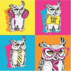 Холст на картоне с контуром, „Pop Art Owl“, 30х30, хлопок, акрил, ROSA START (GPA284321)