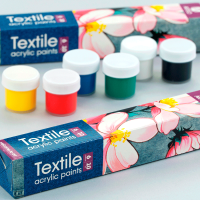 Набор акриловых красок для росписи тканей Flowers 6x10мл Arteo Набор акриловых красок для росписи тканей Flowers 6x10мл Arteo