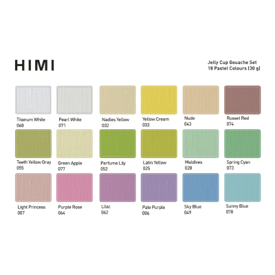 Набір гуашевих фарб Jelly Cup 18x30 мл Пастельні, фіолетовий пластиковий пенал HIMI
