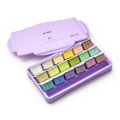 Набір гуашевих фарб Jelly Cup 18x30 мл Пастельні, фіолетовий пластиковий пенал HIMI