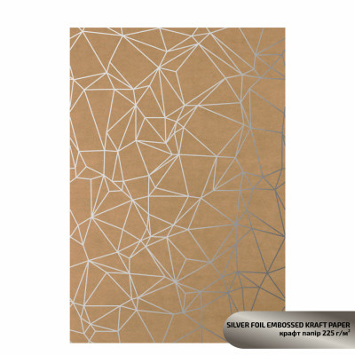 Крафт папір з тисненням „Silver Polygon“, 21х29,7 см, 225 г/м2, ROSA TALENT (5321004)
