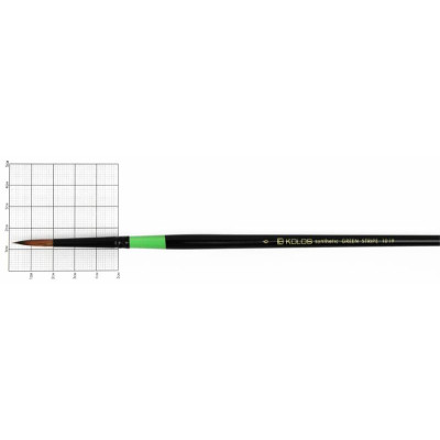 Кисть Синтетика круглая, Green stripe 1019, № 6, длинная ручка KOLOS