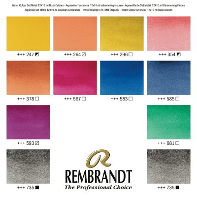 Набір фарб акварельних Rembrandt DUSK 12х10мл металевий пенал Royal Talens