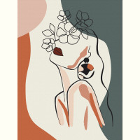 Полотно на картоні з контуром, „Floral Girl 3“, 30х40, бавовна, акрил, ROSA START