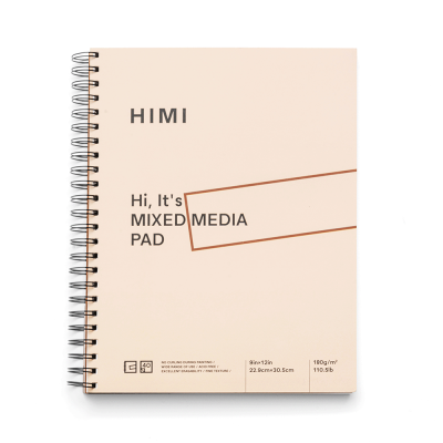 Блокнот на спіралі Mixed Media, 22,9х30,5см, 180г/м2, 40л, HIMI