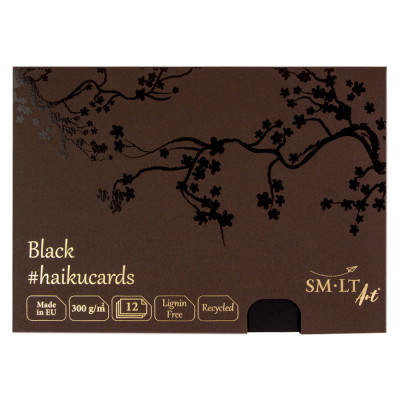 Набір чорних листівок HAIKU в коробці 14,8х21 см, 300г/м2, 12арк Smiltainis (BC-12(300)/BLA)