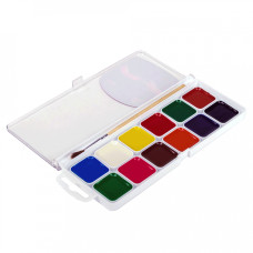 Акварель медовая "Творчество", 12 цв., с/кисточкой, пластик, ГАММА