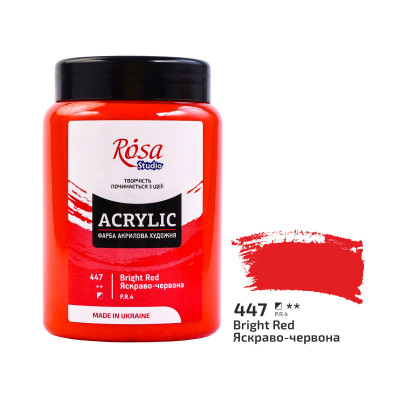 Краска акриловая, Красно-красная (447), 400 мл, ROSA Studio