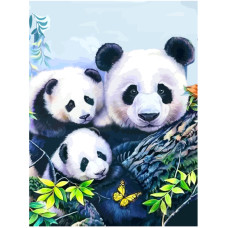 Полотно на картоні з контуром, „Панди“, 30х40, бавовна, акрил, ROSA START