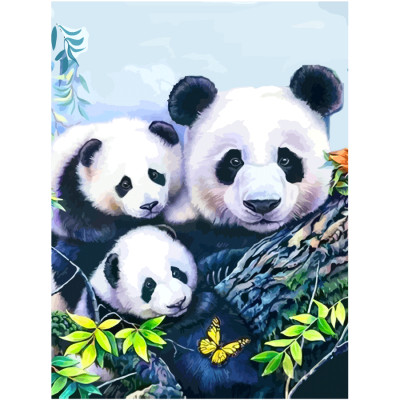 Полотно на картоні з контуром, „Панди“, 30х40, бавовна, акрил, ROSA START