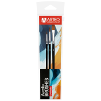 Набор кистей №1 синтетика 3шт круглая(№1,3), плоская(№8) короткая ручка Arteo
